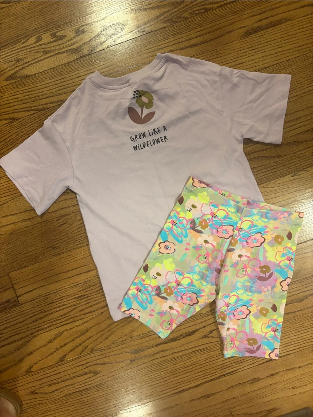 Next Lilac Purple Floral T-Shirt and Cycle Shorts Set